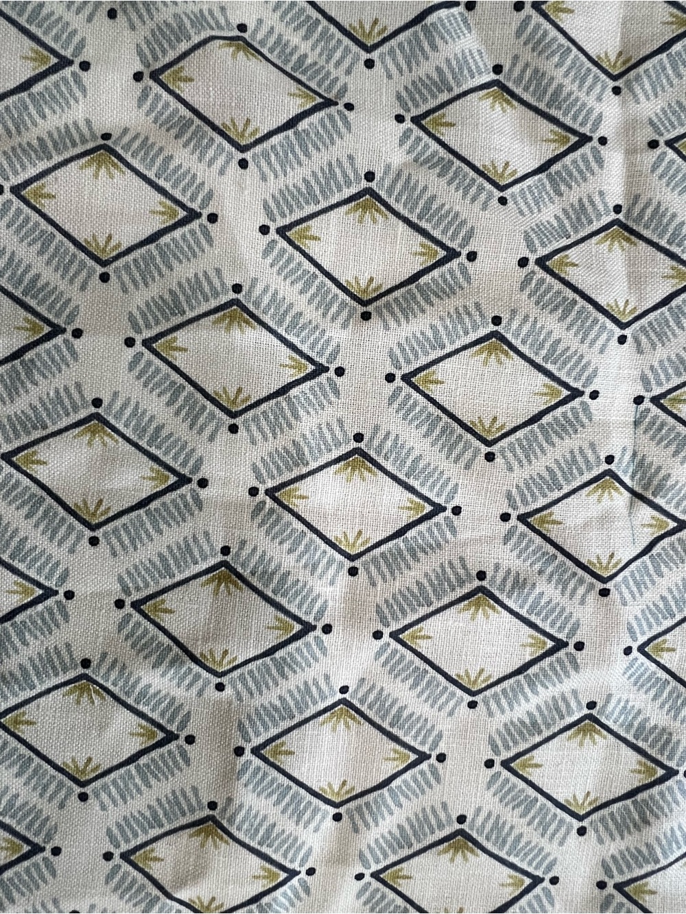 Whiskers linen fabric by Erika M Powell Textiles in Blue Bird Designer fabric